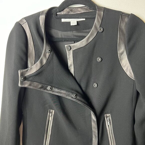 Diane von furstenberg‎ leather Esther black jacket pockets women’s size 4 - Picture 6 of 11